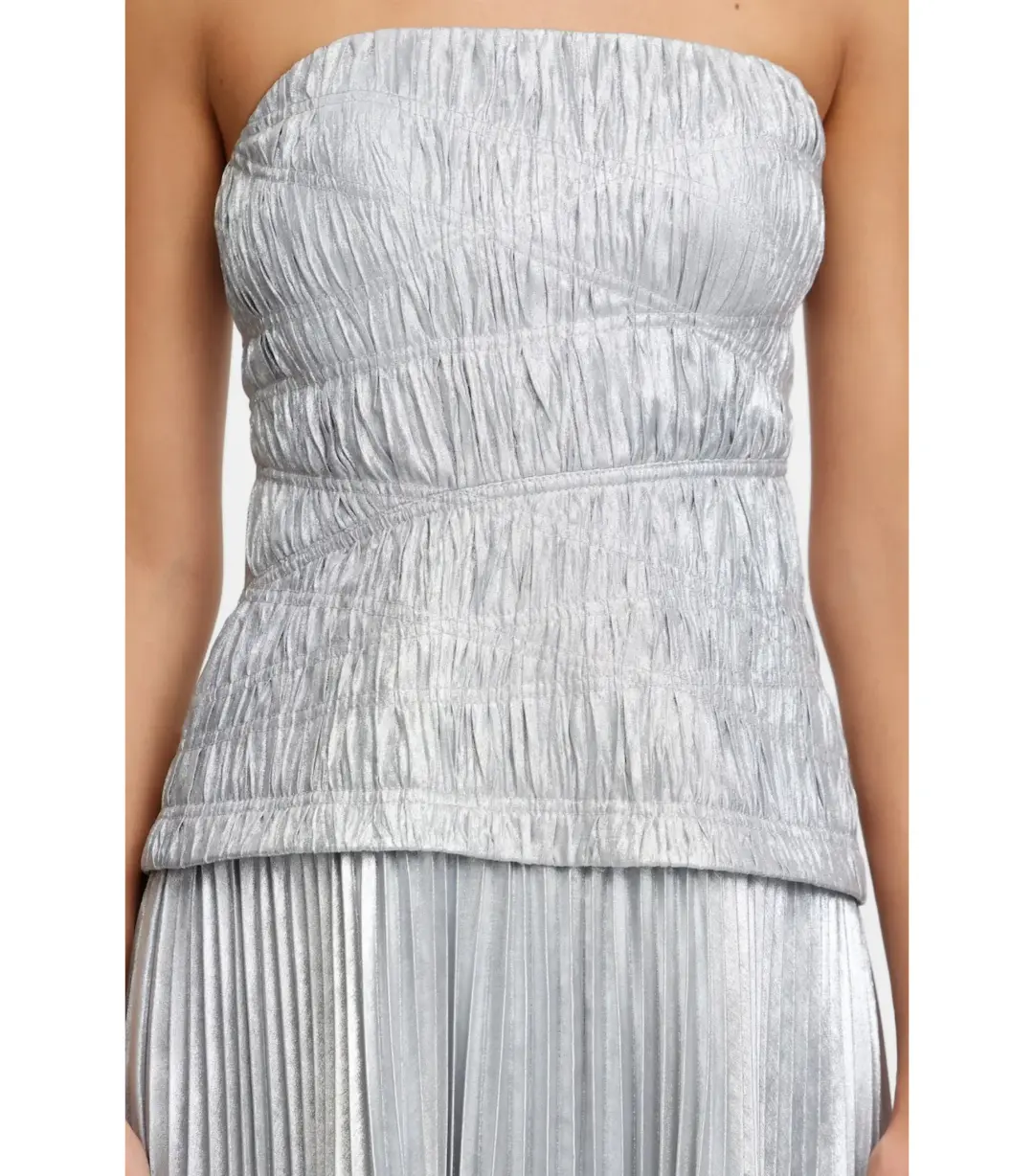 Acler Rockland Midi Dress in Dove Metallic Size AU 10 for rent on The Volte - main image