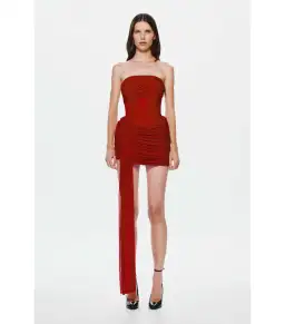 Misha The Ember Wrapped Mini Dress in Cherry Red S / AU 8
