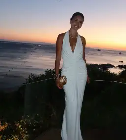 Misha The Venus Gathered Cupro Dress White S/ Au 8 for rent on The Volte - image 1