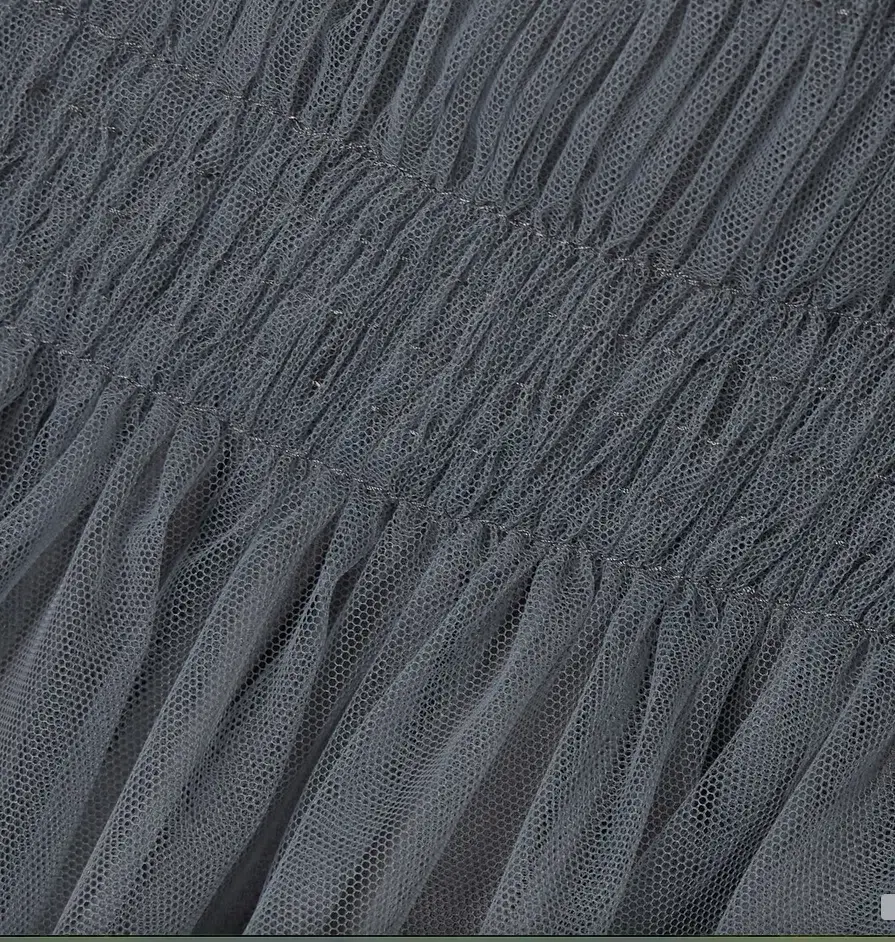 Molly Goddard Lydia Shirred Tulle Top Grey Size 8 for rent on The Volte - main image