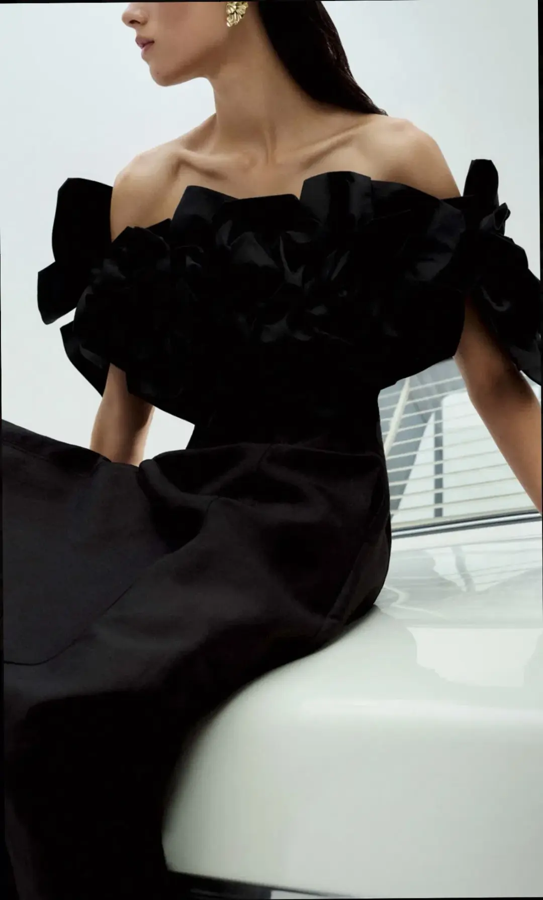 Aje Etta Midi Dress Black Size 14 for rent on The Volte - main image