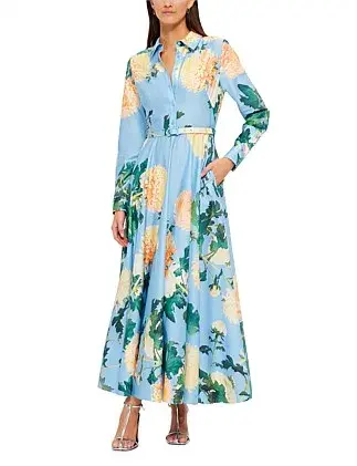 Leo Lin Zara Shirt Midi Dress Hydrangea Size 12 for rent on The Volte - main image