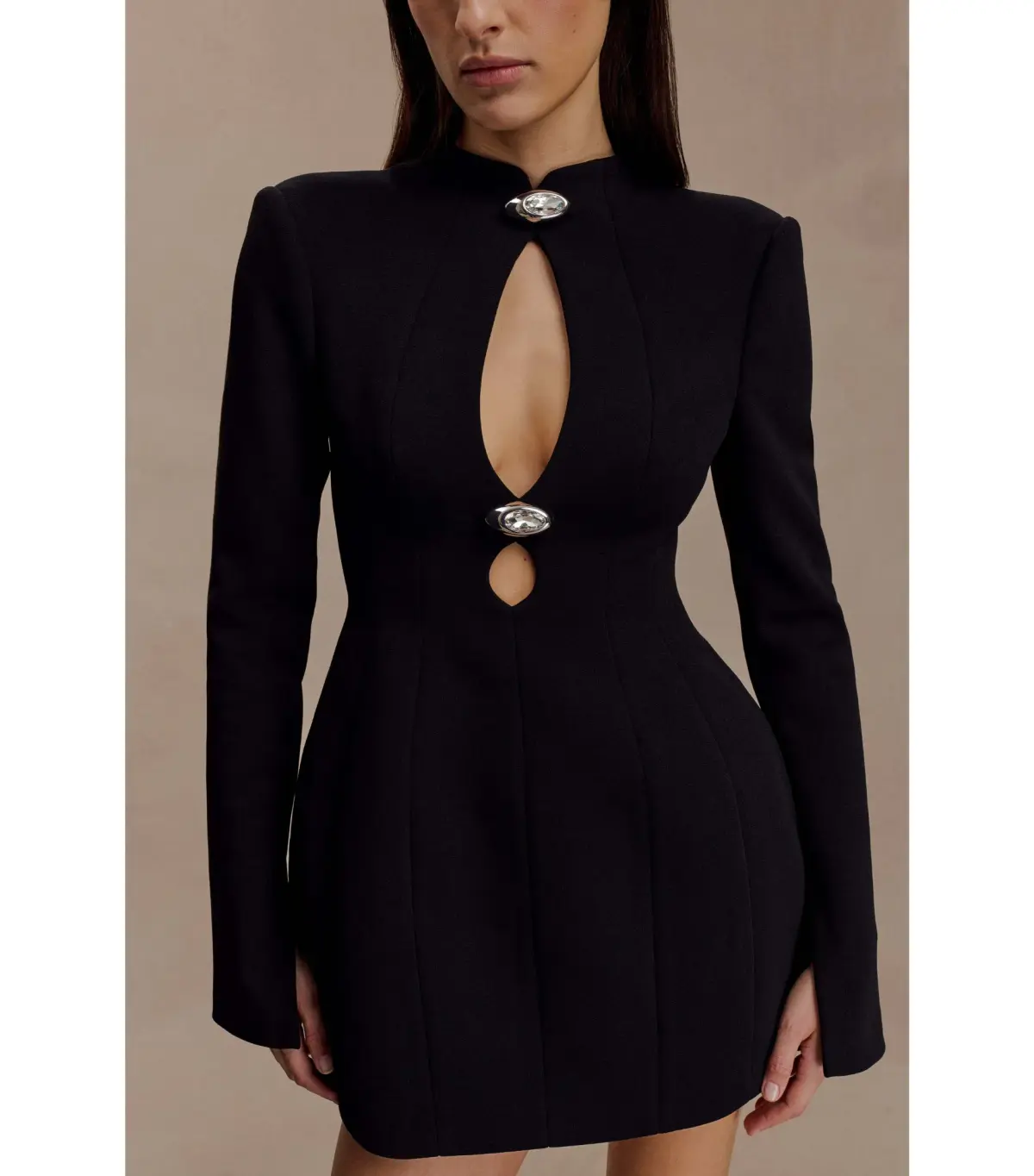 Meshki Michelle Cutout Mini Dress Black Size AU 14 - Image 2