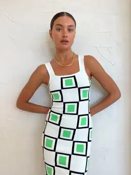 By Johnny Lipari Knit Midi In Green Ivory Black Size 6 for rent on The Volte - image 4