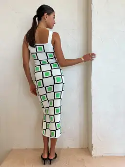 By Johnny Lipari Knit Midi In Green Ivory Black Size 6 for rent on The Volte - image 5