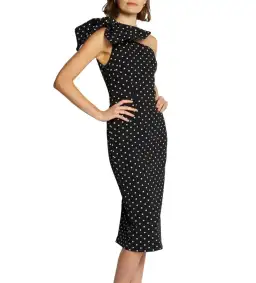 By Johnny Polka Dot Midi Dress Black Size 8 for rent on The Volte - image 1