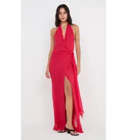 Bec & Bridge Soneva Wrap Dress Strawberry Size 6 for rent on The Volte - image 1