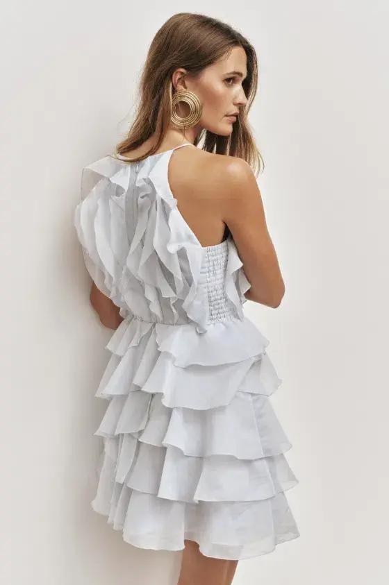 AJE Cleo Mini Dress Silver Blue Size 10 for rent on The Volte - main image