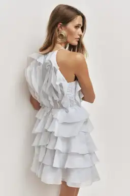 AJE Cleo Mini Dress Silver Blue Size 14 for rent on The Volte - image 2