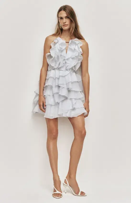 AJE Cleo Mini Dress Silver Blue Size 14 for rent on The Volte - main image