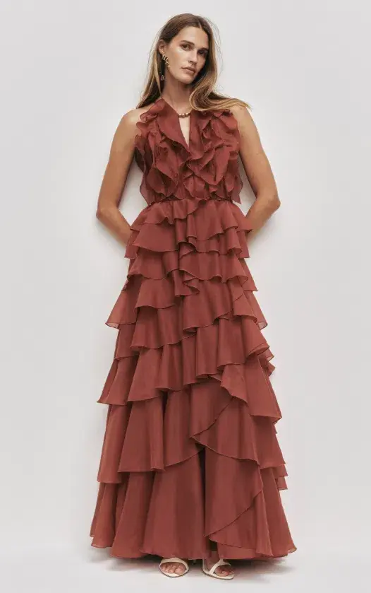 AJE Cleo Gown Chartreuse Size 6 for rent on The Volte - main image