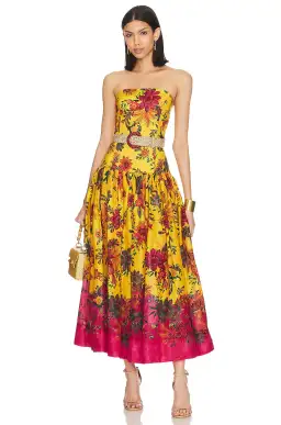Zimmermann The Ginger Strapless Midi Dress in Pink/Yellow Floral Size 2/Au 12 for rent on The Volte - image 1