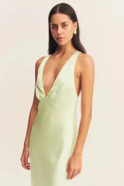 Shona Joy La Lune Plunged Cross Back Midi Dress Lime Size 10 for rent on The Volte - image 5