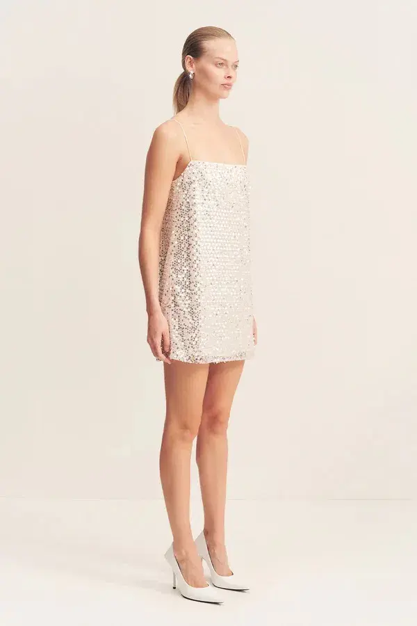 Shona Joy Asteri Mini Dress Silver Sequin Size 8 for rent on The Volte - main image