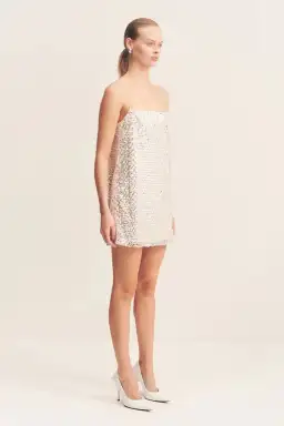 Shona Joy Asteri Mini Dress Silver Sequin Size 8 for rent on The Volte - image 3