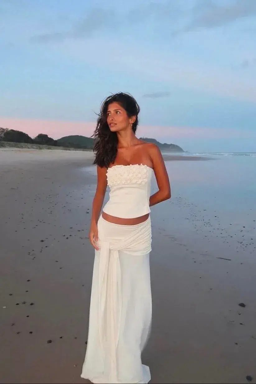 Ance Gria Jude Set Top and Skirt in Ivory Size S / AU 8 for rent on The Volte - main image