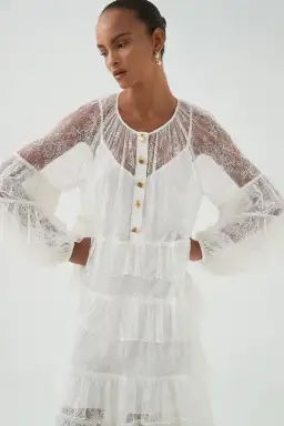 Aje Primrose Lace Maxi Dress White Size AU 4 for rent on The Volte - image 6