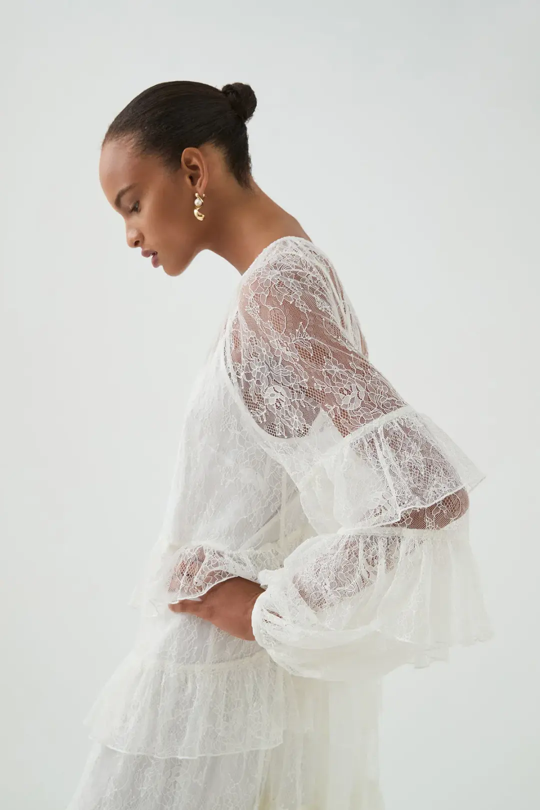 Aje Primrose Lace Maxi Dress White Size AU 4 for rent on The Volte - main image