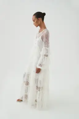 Aje Primrose Lace Maxi Dress White Size AU 4 for rent on The Volte - image 3