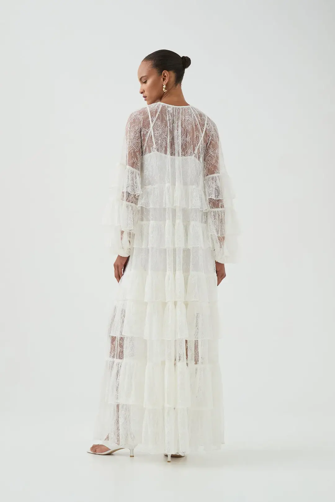 Aje Primrose Lace Maxi Dress White Size AU 4 for rent on The Volte - main image