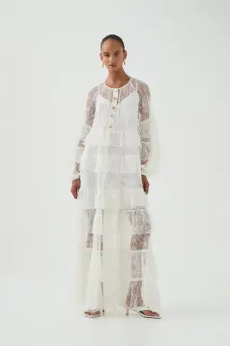 Aje Primrose Lace Maxi Dress White Size AU 4 for rent on The Volte - image 2