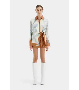 Sir the Label Sorrento Mini Shirt Dress in Sciarpa Print Size 0P / 6PETITE for rent on The Volte - image 2