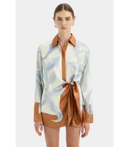 Sir the Label Sorrento Mini Shirt Dress in Sciarpa Print Size 0P / 6PETITE for rent on The Volte - image 3
