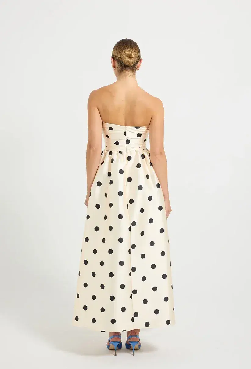 Pasduchas Dottie Strapless Midi Dress Polka Dots Size AU 14 for rent on The Volte - main image