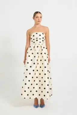 Pasduchas Dottie Strapless Midi Dress Polka Dots Size AU 14 for rent on The Volte - image 1