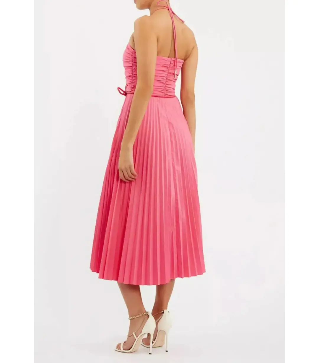Rebecca Vallance Rosa Halter Midi Dress Pink Size AU 14 for rent on The Volte - main image