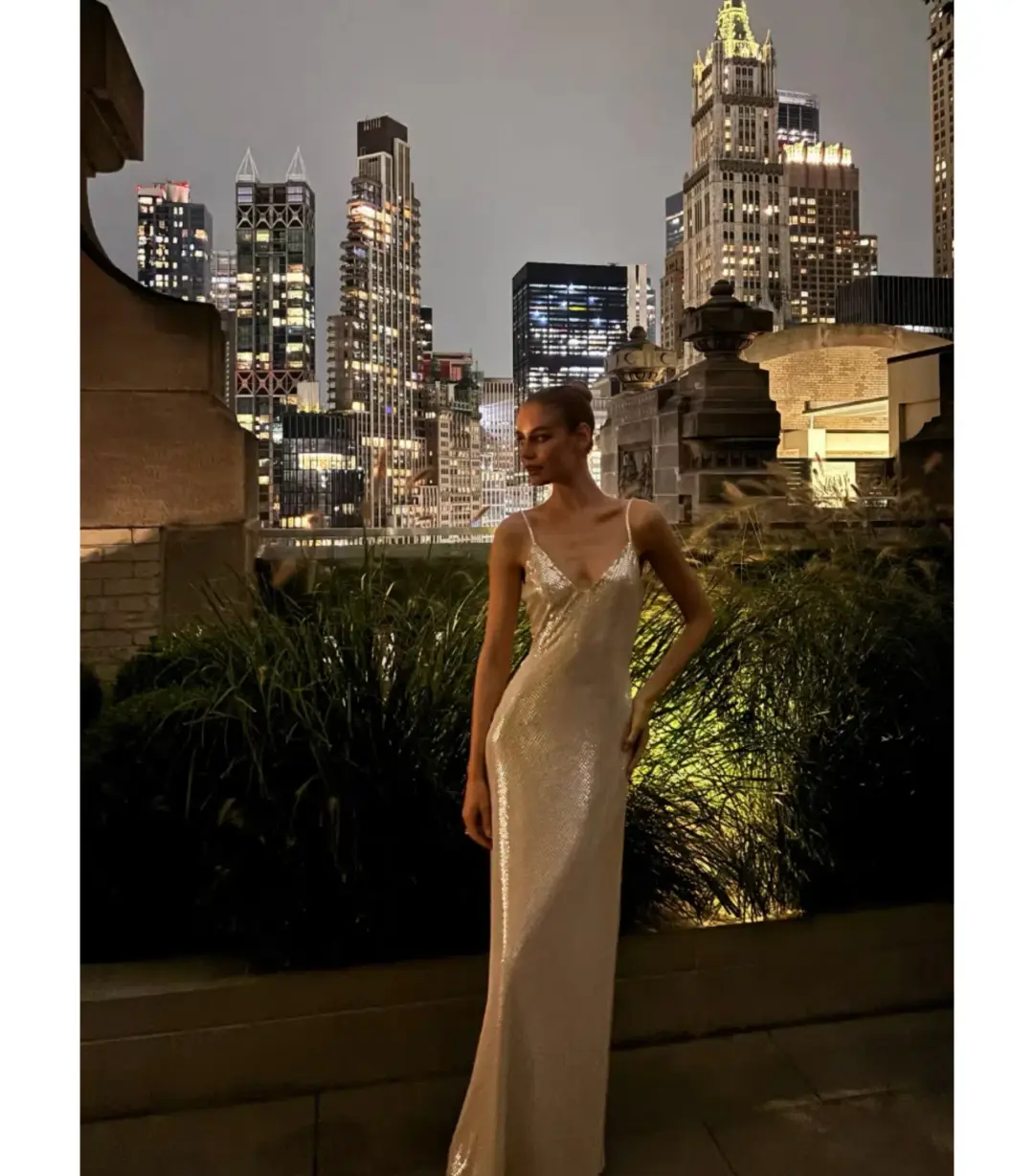 Manning Cartell High Voltage Slip Maxi Dress Nude Silver Sequin Size AU 6 for rent on The Volte - main image