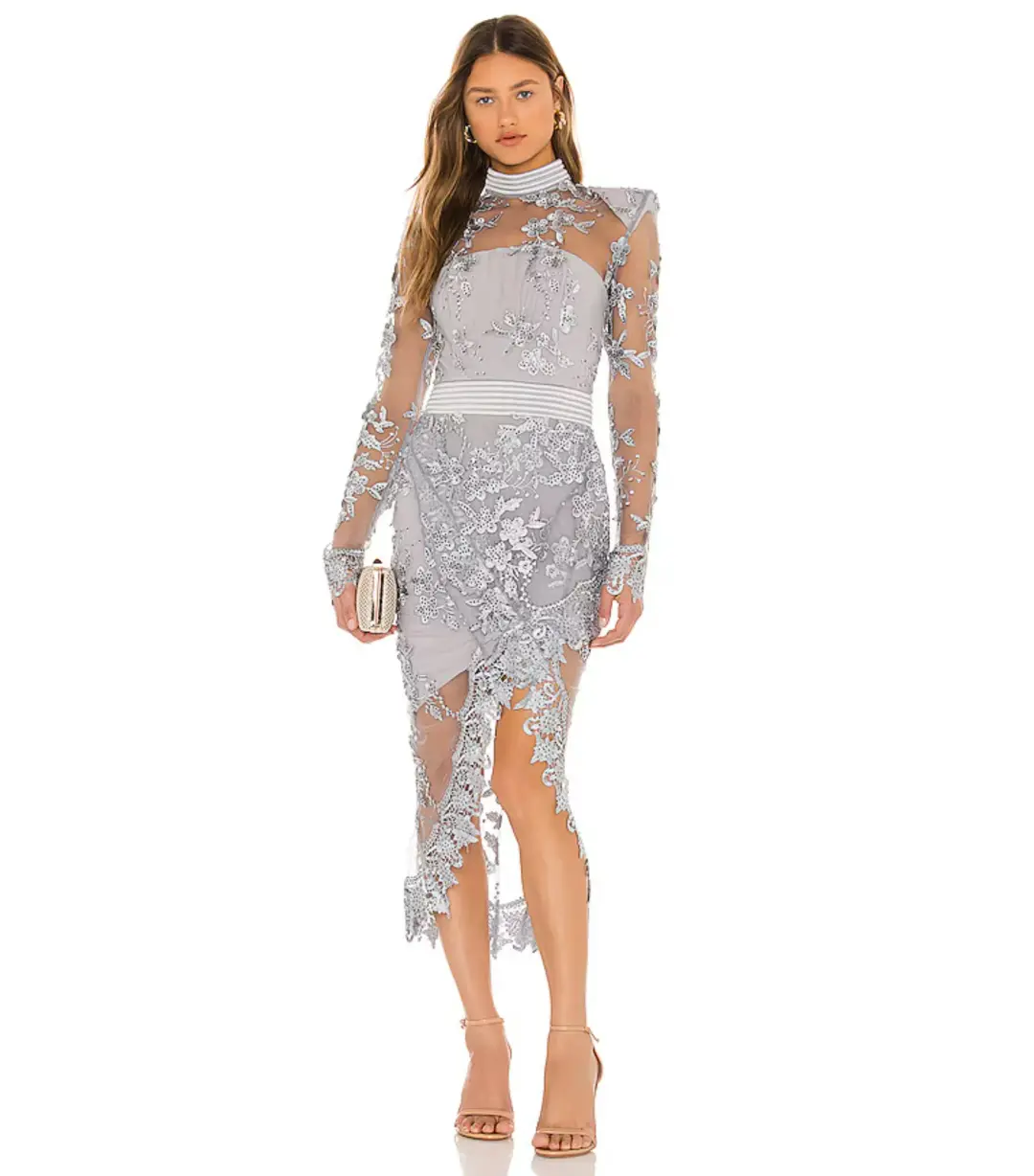 Zhivago Poison Gown Midi Dress in Dove Size AU 12 for rent on The Volte - main image