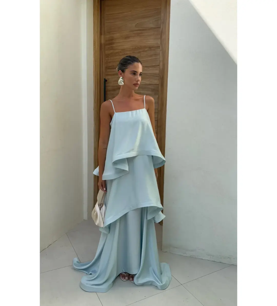 Elliatt Tilly Tiered Maxi Dress in Blue Size AU 8 for rent on The Volte - main image