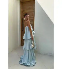 Elliatt Tilly Tiered Maxi Dress in Blue Size AU 8 for rent on The Volte - image 4