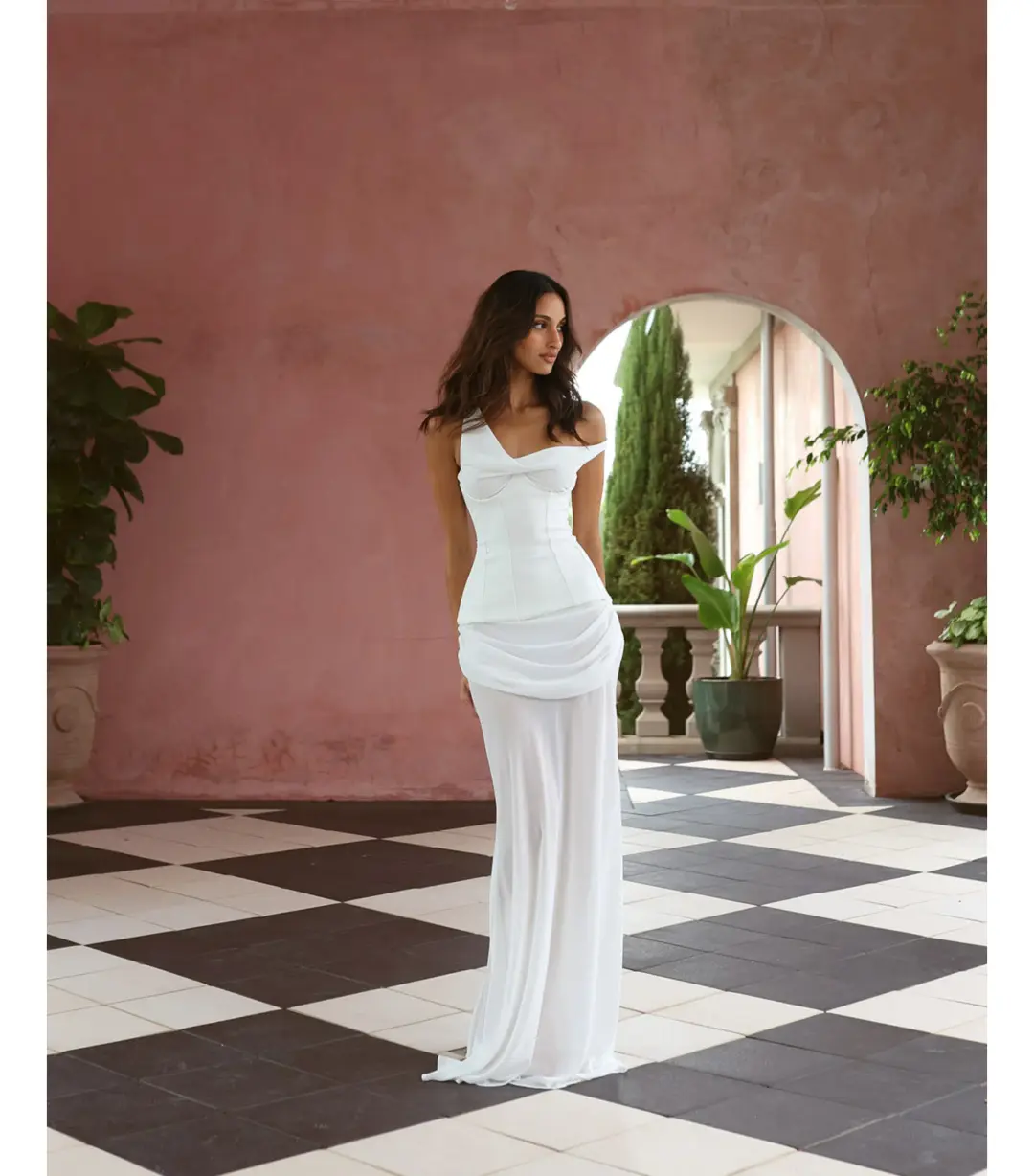 Natalie Rolt Cadence Gown Maxi Dress White Size AU 12 for rent on The Volte - main image