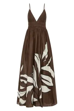 Aje Planetary Maxi Dress Abstract Fern Carob Size AU 6 for rent on The Volte - image 6
