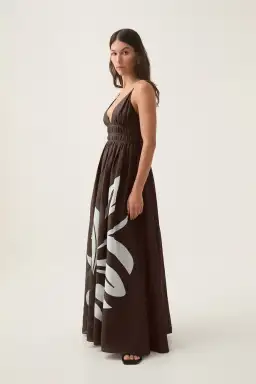 Aje Planetary Maxi Dress Abstract Fern Carob Size AU 6 for rent on The Volte - image 2