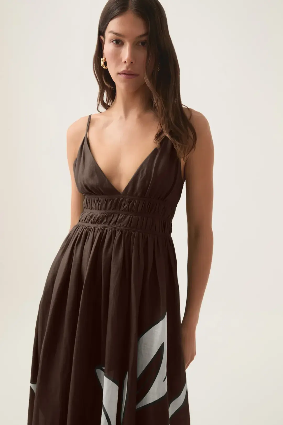 Aje Planetary Maxi Dress Abstract Fern Carob Size AU 6 for rent on The Volte - main image