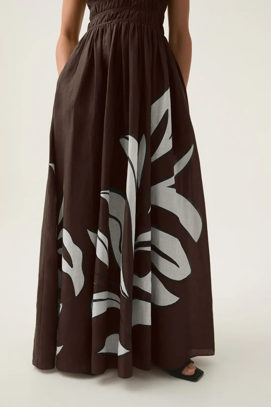 Aje Planetary Maxi Dress Abstract Fern Carob Size AU 6 for rent on The Volte - main image