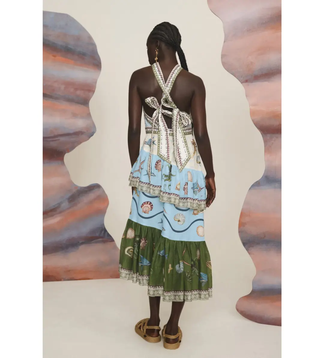 Alémais Bath House Midi Dress Print Size AU 16 for rent on The Volte - main image