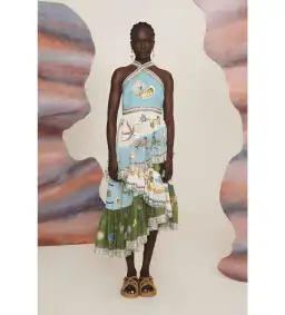 Alémais Bath House Midi Dress Print Size 12 for rent on The Volte - image 1