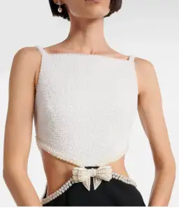 Self Portrait Faux Pearl Cutout Crepe Gown for rent on The Volte - image 3