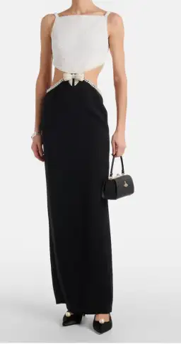 Self Portrait Faux Pearl Cutout Crepe Gown for rent on The Volte - image 1