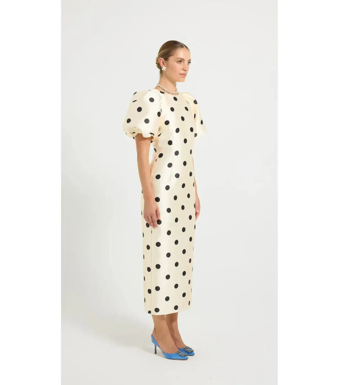 Pasduchas Dottie Sleeve Midi Dress Cream/Black Size AU 12 for rent on The Volte - main image