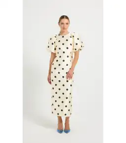 Pasduchas Dottie Sleeve Midi Dress Cream/Black Size AU 12 for rent on The Volte - image 1