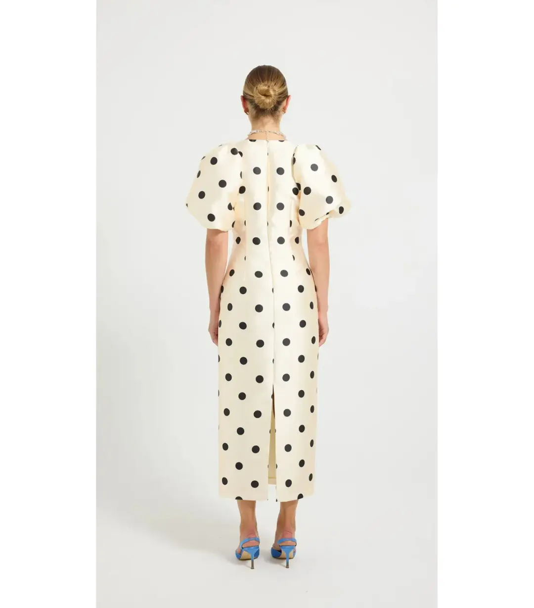 Pasduchas Dottie Sleeve Midi Dress Cream/Black Size AU 12 for rent on The Volte - main image