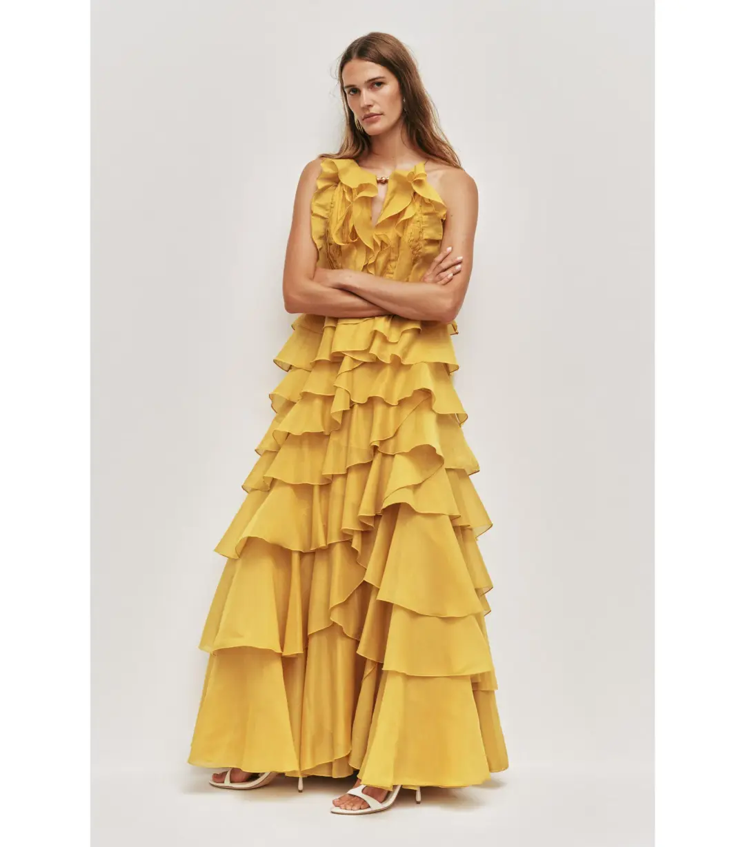 Aje Cleo Maxi Gown in Chartreuse Size 14 for rent on The Volte - main image