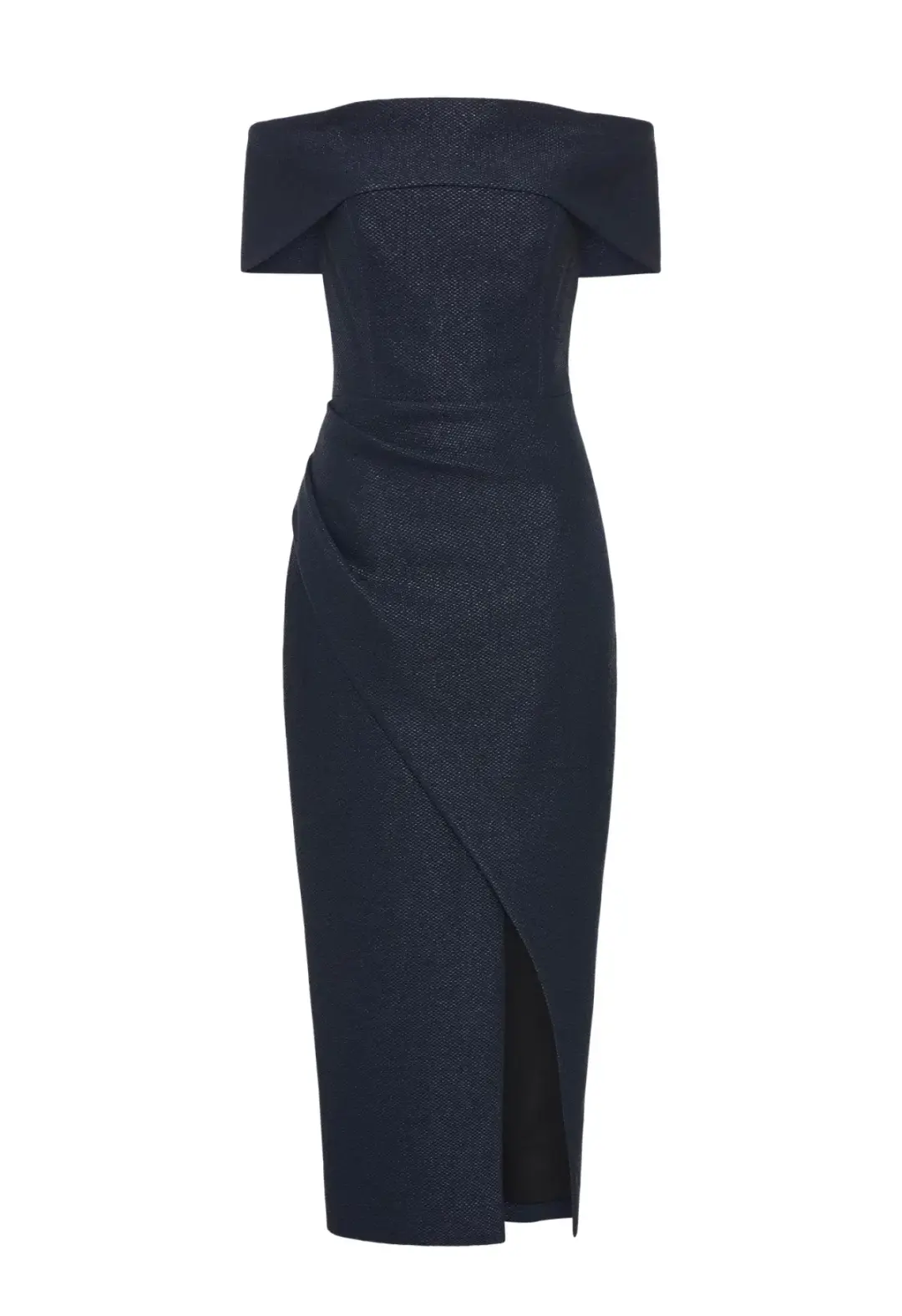 Manning Cartel Micro Weave Off Shoulder Dress Navy Size 12 for rent on The Volte - main image