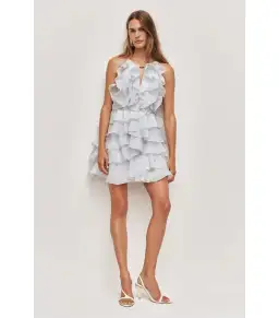 Aje Cleo Mini Dress Silver Blue Size 8 for rent on The Volte - image 1