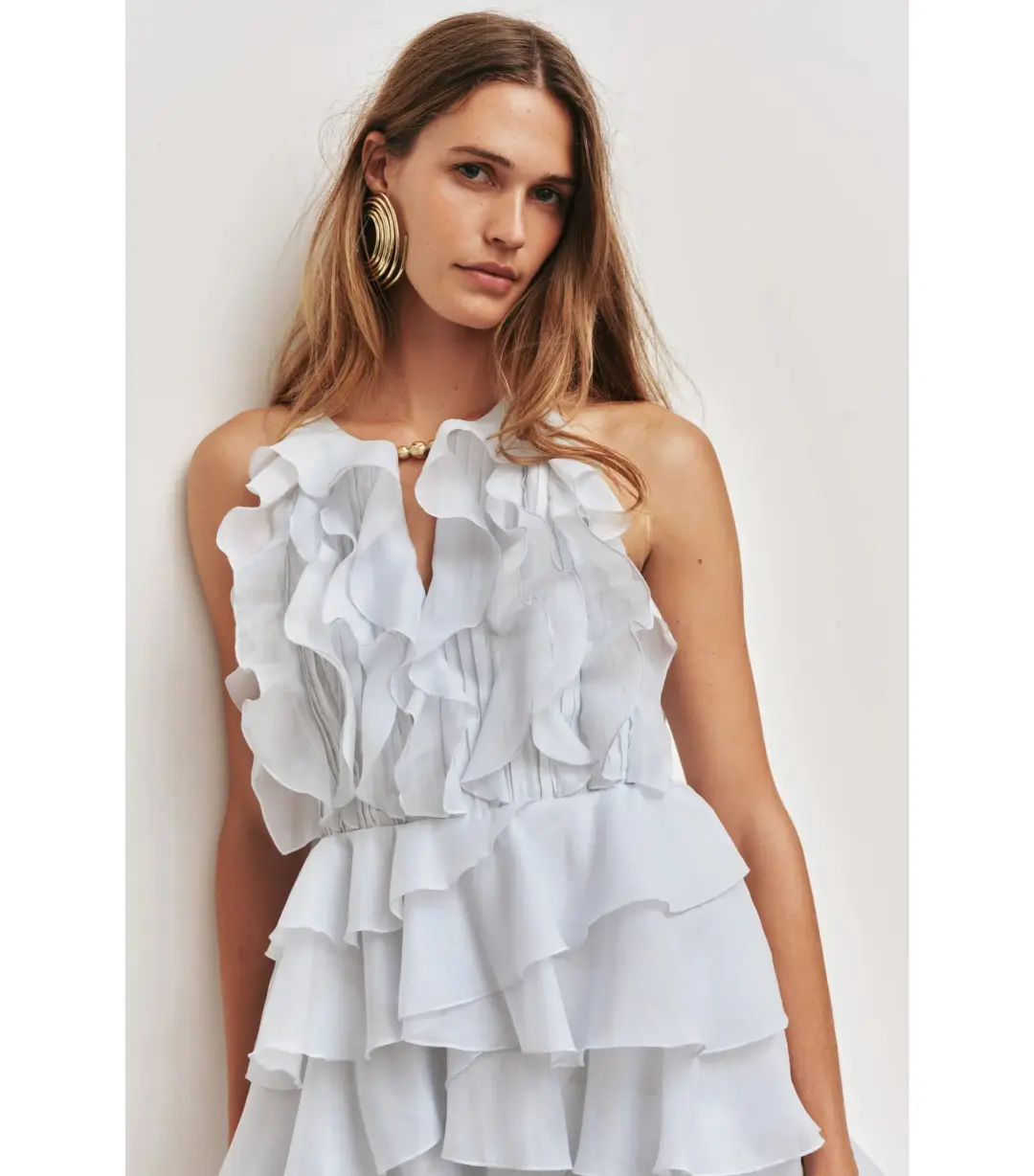 Aje Cleo Mini Dress Silver Blue Size 8 for rent on The Volte - main image